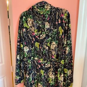 PRADA Floral Asymmetrical Dress Mock Neck with Tie size XL